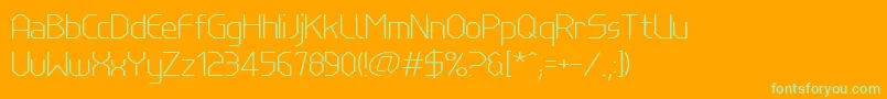 LinewireThin-Schriftart – Grüne Schriften auf orangefarbenem Hintergrund