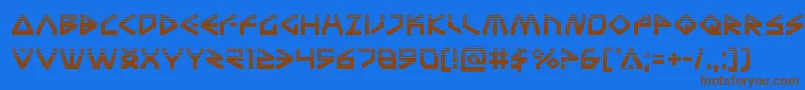 Terrafirmahalf-Schriftart – Braune Schriften auf blauem Hintergrund