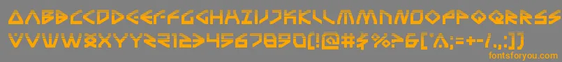 フォントTerrafirmahalf – オレンジの文字は灰色の背景にあります。