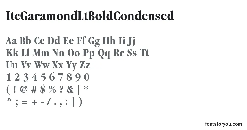 Шрифт ItcGaramondLtBoldCondensed – алфавит, цифры, специальные символы