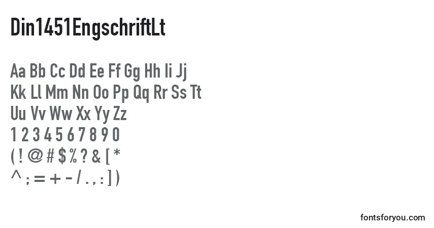A fonte Din1451EngschriftLt – alfabeto, números, caracteres especiais