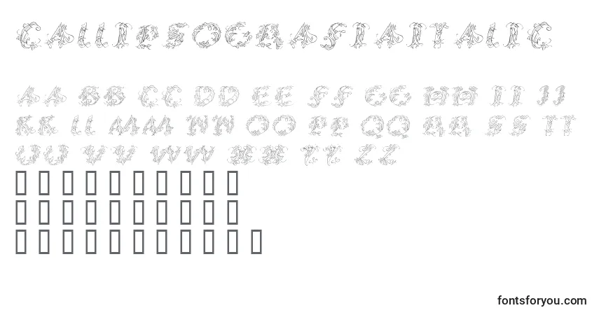 A fonte CallipsografiaItalic – alfabeto, números, caracteres especiais