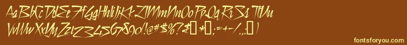 StilltCyrD-fontti – keltaiset fontit ruskealla taustalla