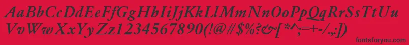 フォントGaramondMediumItalic – 赤い背景に黒い文字
