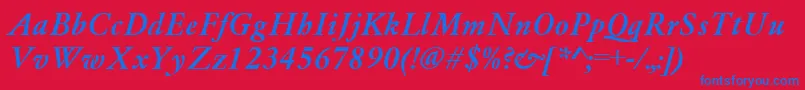 GaramondMediumItalic-fontti – siniset fontit punaisella taustalla