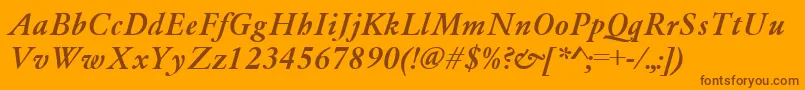 GaramondMediumItalic-Schriftart – Braune Schriften auf orangefarbenem Hintergrund