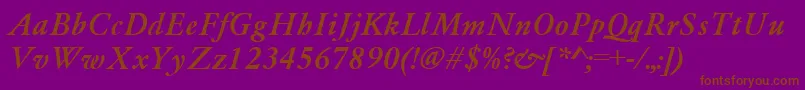 GaramondMediumItalic-Schriftart – Braune Schriften auf violettem Hintergrund