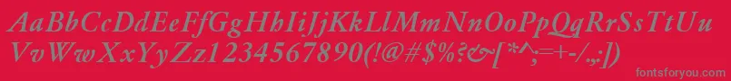 フォントGaramondMediumItalic – 赤い背景に灰色の文字