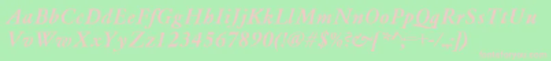 GaramondMediumItalic-fontti – vaaleanpunaiset fontit vihreällä taustalla