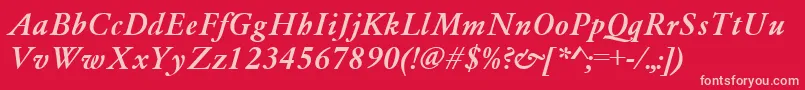 GaramondMediumItalic Font – Pink Fonts on Red Background
