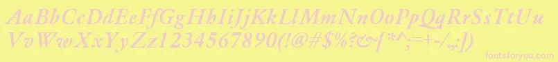 GaramondMediumItalic-fontti – vaaleanpunaiset fontit keltaisella taustalla