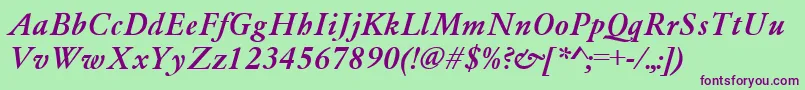 GaramondMediumItalic Font – Purple Fonts on Green Background