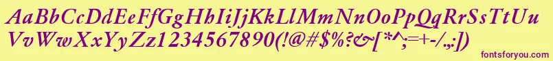 GaramondMediumItalic Font – Purple Fonts on Yellow Background