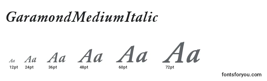 Размеры шрифта GaramondMediumItalic