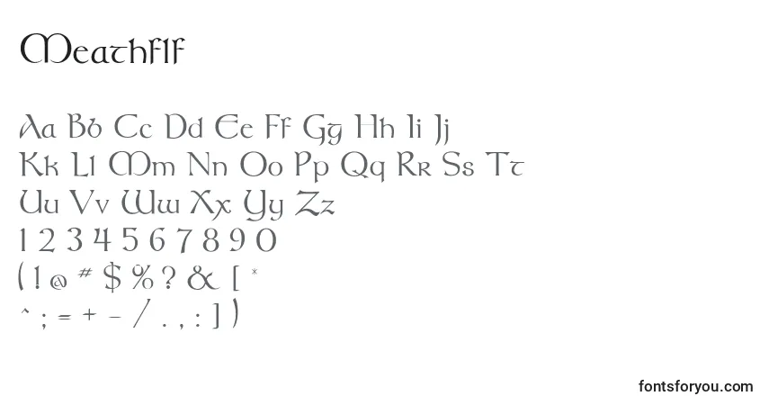 Schriftart Meathflf – Alphabet, Zahlen, spezielle Symbole