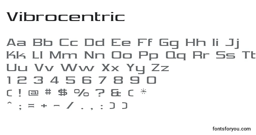 Schriftart Vibrocentric – Alphabet, Zahlen, spezielle Symbole
