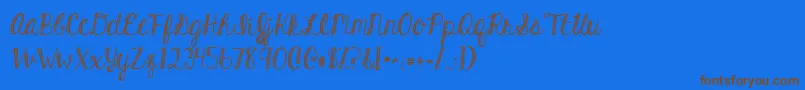 Kghardcandystriped Font – Brown Fonts on Blue Background