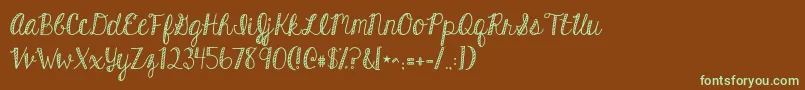 Kghardcandystriped Font – Green Fonts on Brown Background
