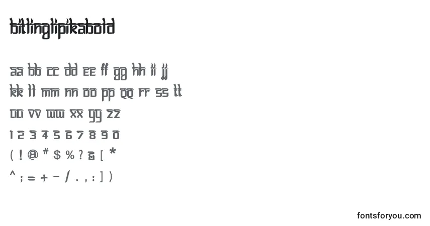 Schriftart BitlinglipikaBold – Alphabet, Zahlen, spezielle Symbole