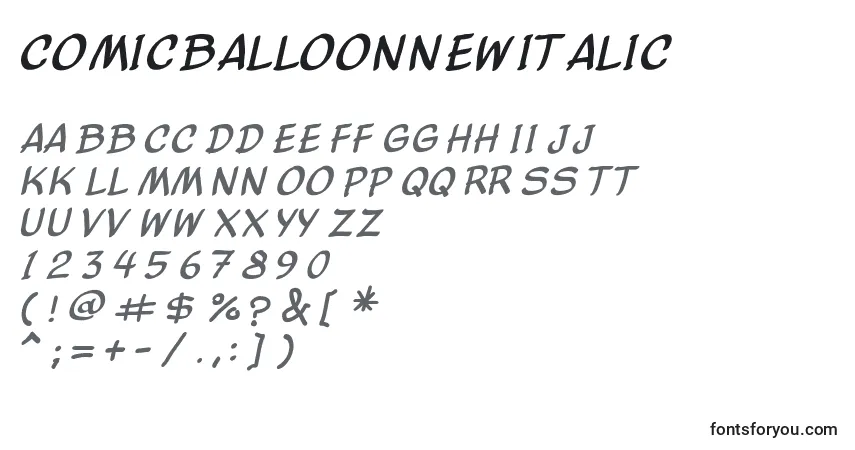 Schriftart ComicBalloonNewItalic – Alphabet, Zahlen, spezielle Symbole