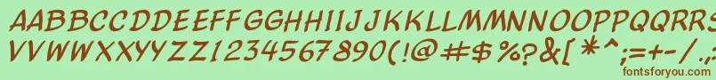 ComicBalloonNewItalic Font – Brown Fonts on Green Background