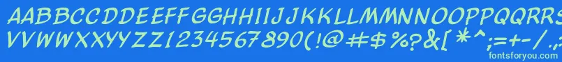 ComicBalloonNewItalic Font – Green Fonts on Blue Background