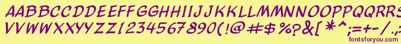 ComicBalloonNewItalic Font – Purple Fonts on Yellow Background