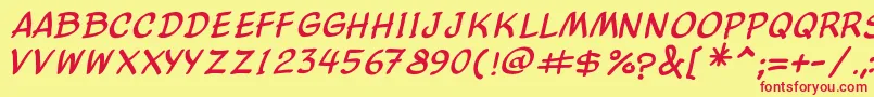 ComicBalloonNewItalic Font – Red Fonts on Yellow Background