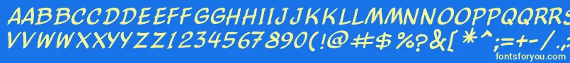 ComicBalloonNewItalic Font – Yellow Fonts on Blue Background