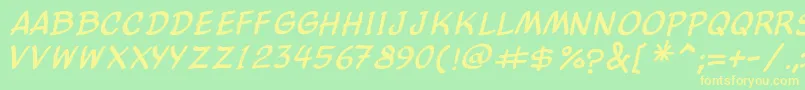 ComicBalloonNewItalic Font – Yellow Fonts on Green Background