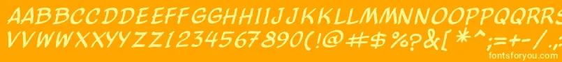 ComicBalloonNewItalic Font – Yellow Fonts on Orange Background