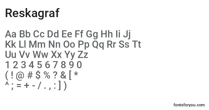 Czcionka Reskagraf – alfabet, cyfry, specjalne znaki