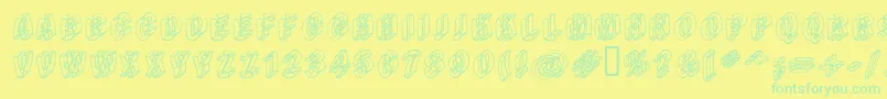 Typeem Font – Green Fonts on Yellow Background