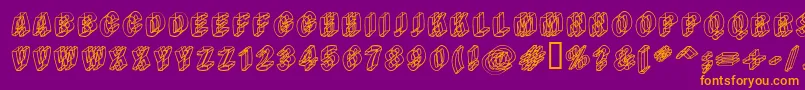 Fonte Typeem – fontes laranjas em um fundo violeta
