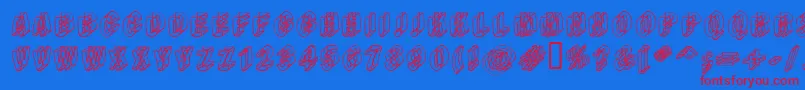 Typeem Font – Red Fonts on Blue Background