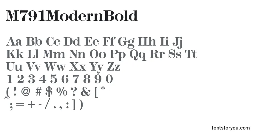 Шрифт M791ModernBold – алфавит, цифры, специальные символы