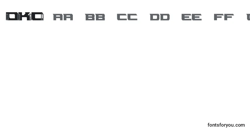 Schriftart Okc – Alphabet, Zahlen, spezielle Symbole