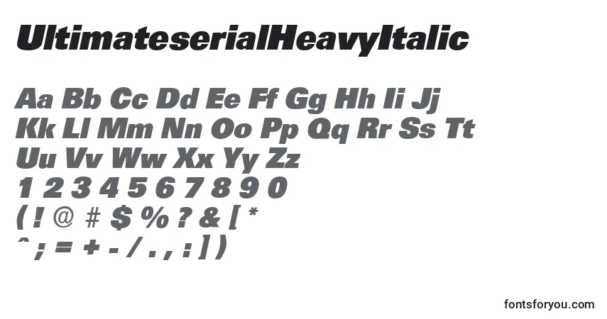Czcionka UltimateserialHeavyItalic – alfabet, cyfry, specjalne znaki