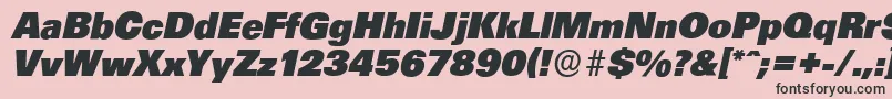 Fonte UltimateserialHeavyItalic – fontes pretas em um fundo rosa