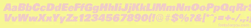 Fonte UltimateserialHeavyItalic – fontes rosa em um fundo amarelo