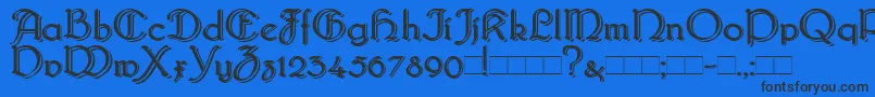 Bridgebl-Schriftart – Schwarze Schriften auf blauem Hintergrund