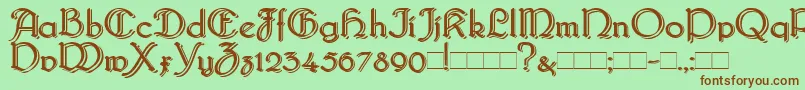 Bridgebl-Schriftart – Braune Schriften auf grünem Hintergrund