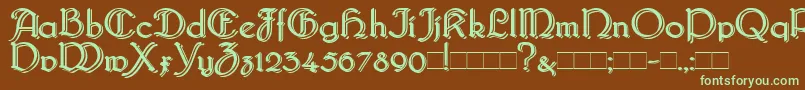 フォントBridgebl – 緑色の文字が茶色の背景にあります。