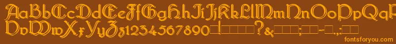 Bridgebl-Schriftart – Orangefarbene Schriften auf braunem Hintergrund