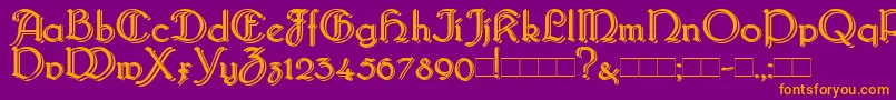 Bridgebl-Schriftart – Orangefarbene Schriften auf violettem Hintergrund