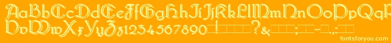 Bridgebl-Schriftart – Gelbe Schriften auf orangefarbenem Hintergrund