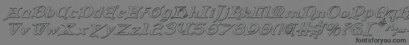 QueenCountry3DItalic-Schriftart – Schwarze Schriften auf grauem Hintergrund
