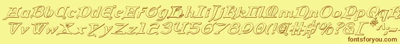 QueenCountry3DItalic Font – Brown Fonts on Yellow Background