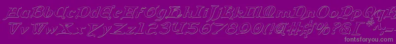 QueenCountry3DItalic-Schriftart – Graue Schriften auf violettem Hintergrund