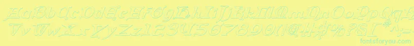 Шрифт QueenCountry3DItalic – зелёные шрифты на жёлтом фоне